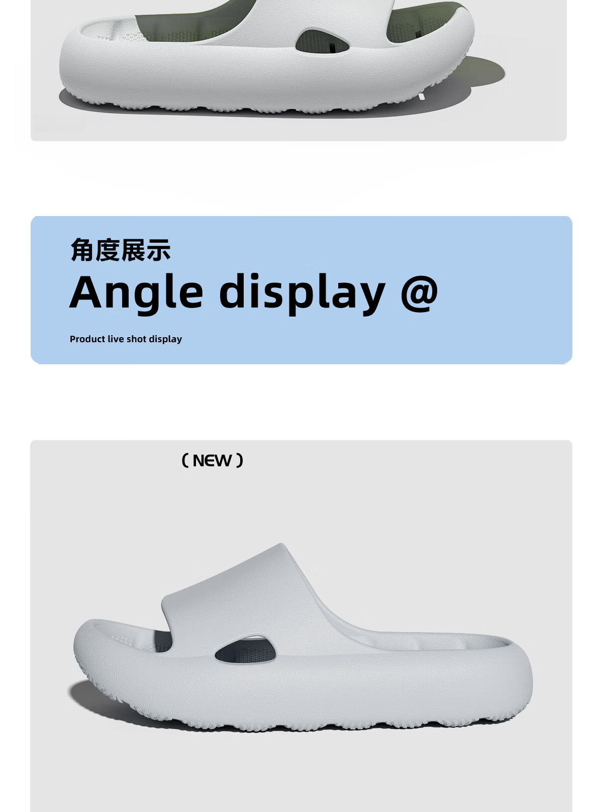 Grace Antibacterial Bathroom Slippers for Men Summer Indoor Home Non-Slip Odor-Resistant Shower Thick Sole Quick-Dry Drainage Sandals 13