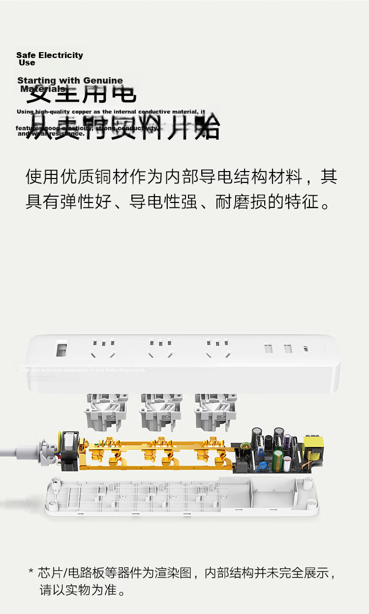 MI Mijia Power Strip 20W Fast Charging Version (2A1C) USB Socket Extension Cord 1.8m for MI Band 7/Watch/Redmi K90 4