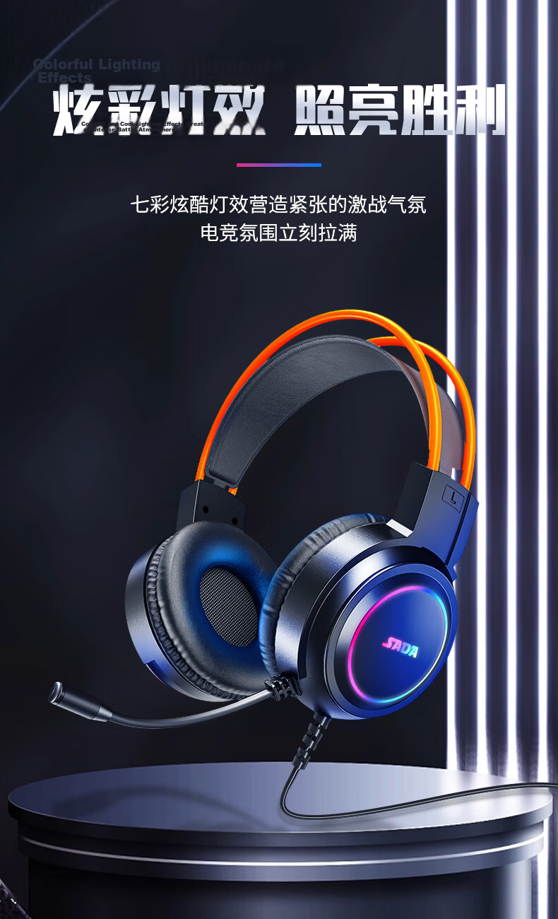Saida Gaming Headset with Microphone, Over-Ear Design for E-Sports, Internet Cafes, Gaming, Sound Positioning, Music, Online Classes, Live Streaming, 3.5MM Wired Computer Headphones H-08 6