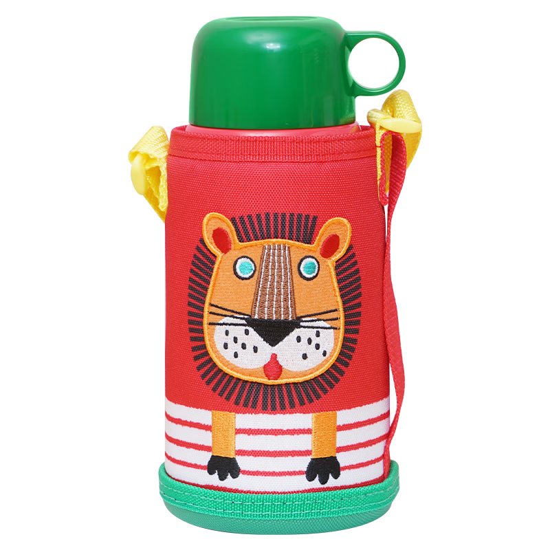 TIGER [JD Exclusive] Little Lion Kids Thermos Straw Water Bottle Dual Lid Student Cup Back-to-School Gift