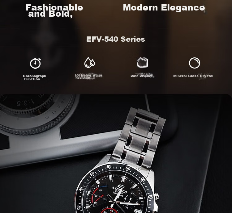 CASIO EDIFICE Men's Fashion Business Student Quartz Watch EFV-540D-1A 2