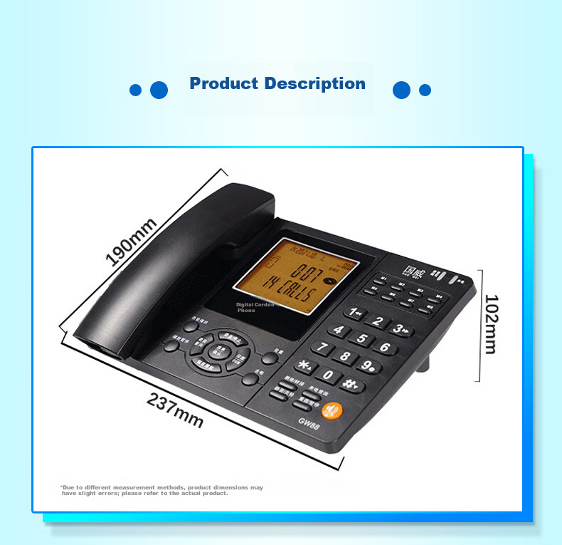 Guowei Smart Recording Telephone GW88 with Built-in 32GB Storage, Office and Home Use, Automatic and Manual Recording, Computer Management, Headset Compatible, Blacklist and Password Protection 16