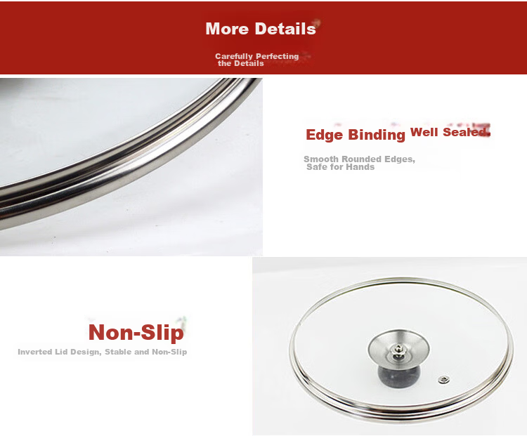 MAXCOOK Glass Soup Pot Lid, 304 Stainless Steel Rimmed Frying Pan Lid, Steamer Lid, 20cm MCPJ9593 12