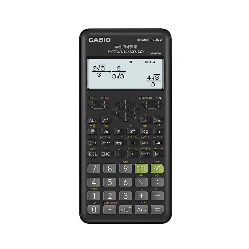CASIO FX-82ES Scientific Function Calculator for Students, CPA Exam, Junior and Senior High School, Non-Storage, Smart Black
