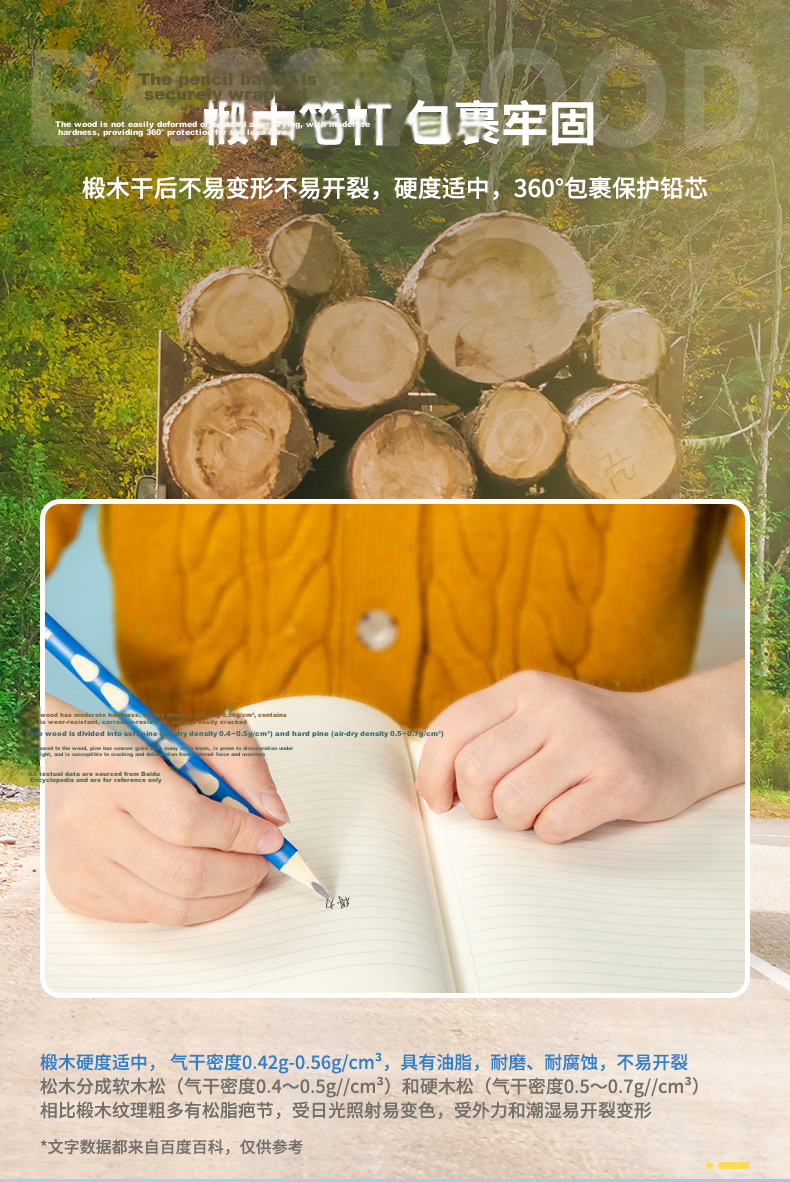 Deli 12-Pack 2B Extra Thick Hole Pencil Barrel Easy Grip Natural Wood Children's Corrective Pencil Drawing Doodling Exam Sketching Student Handwriting Practice Back to School Stationery 14