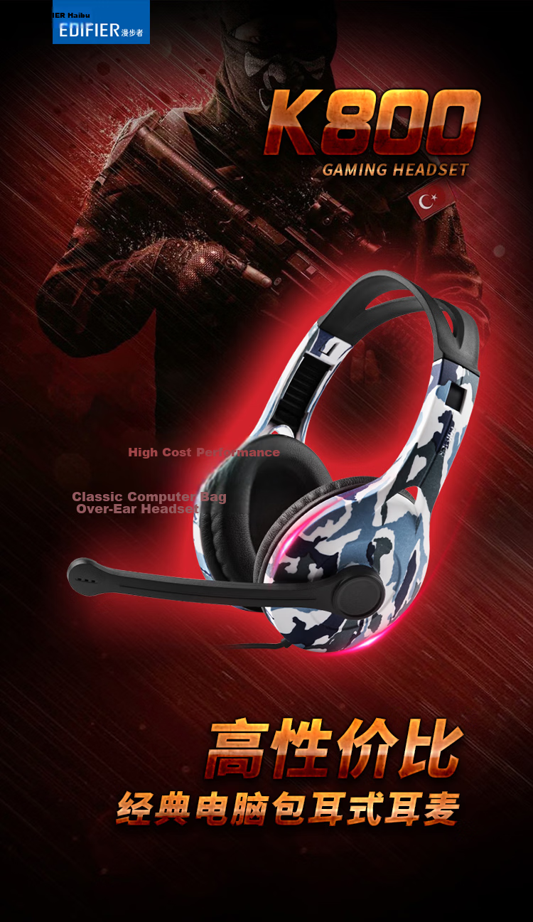 EDIFIER K800 Over-Ear Headphones Computer Headset Office Education Study Training Black 1