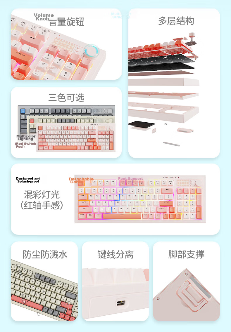 Lenovo Xiaoxin K1P Quiet Wireless 98-Key Keyboard And Mouse Combo, Jelly Touch Mechanical Rebound, Multi-Key Shortcuts, 3-Level DPI, Windows Compatible, Moon White 2