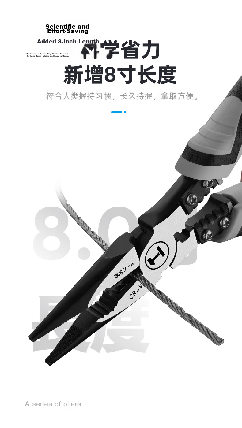 GREENER Multi-Functional Household Pliers, Wire Cutters, 9-Inch Wire Strippers, Electrician Pliers, Clamp Pliers, Wire Crimping Pliers, Wire Cutters, Industrial Grade 10