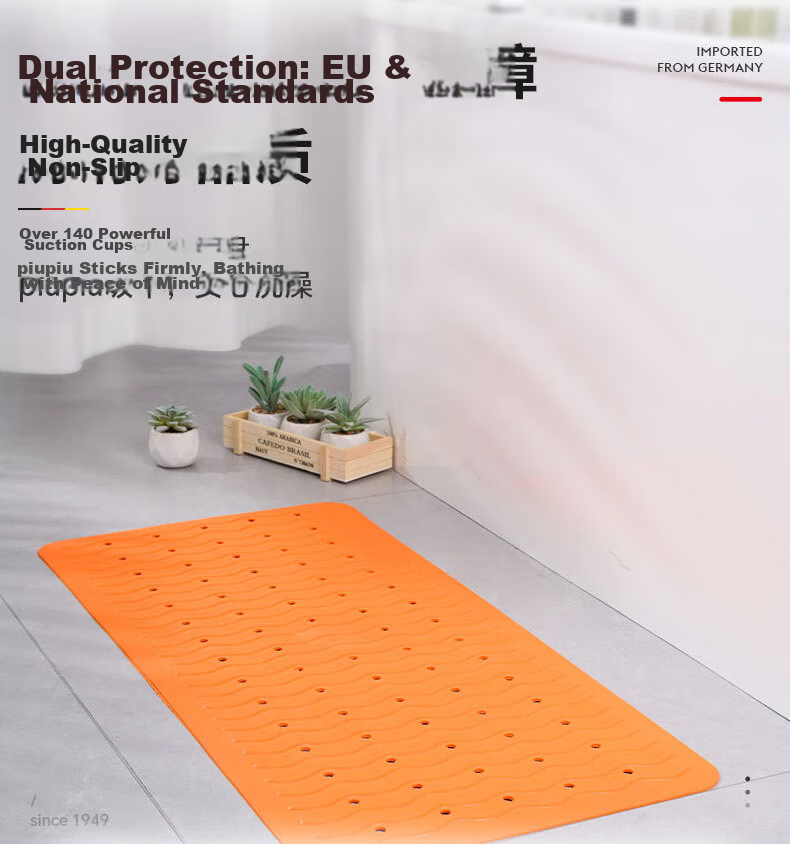 RIDDER German Imported TPE Bathroom Non-Slip Mat, Wave Pattern with Holes, Ball Cement Gray, 54*54cm, Suction Cup Anti-Fall 1