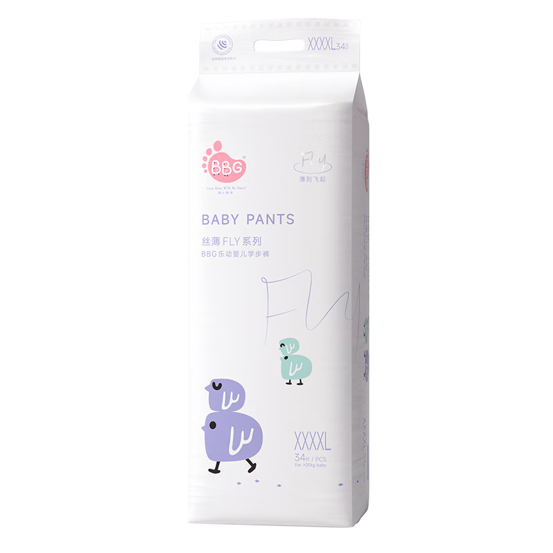 BBG Blue Core Thin Soft Pull-Up Diapers, Size 4XL, 34 Pieces (≥18kg), Baby Diapers, Summer Ultra-Thin Breathable