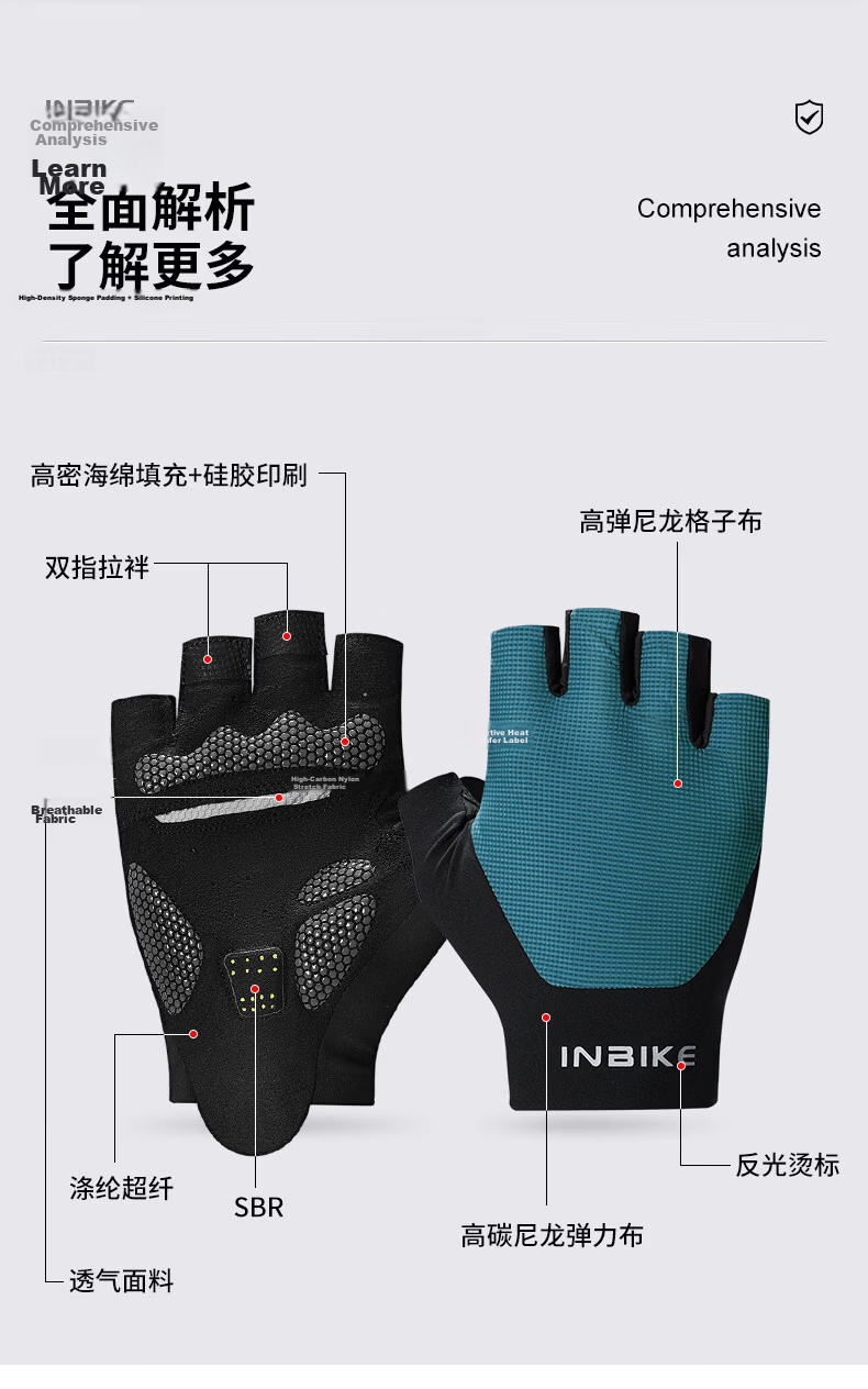 INBIKE Cycling Gloves Half Finger Unisex Spring Summer Mountain Road Bike Shock Absorption Breathable Gear Black White M 3