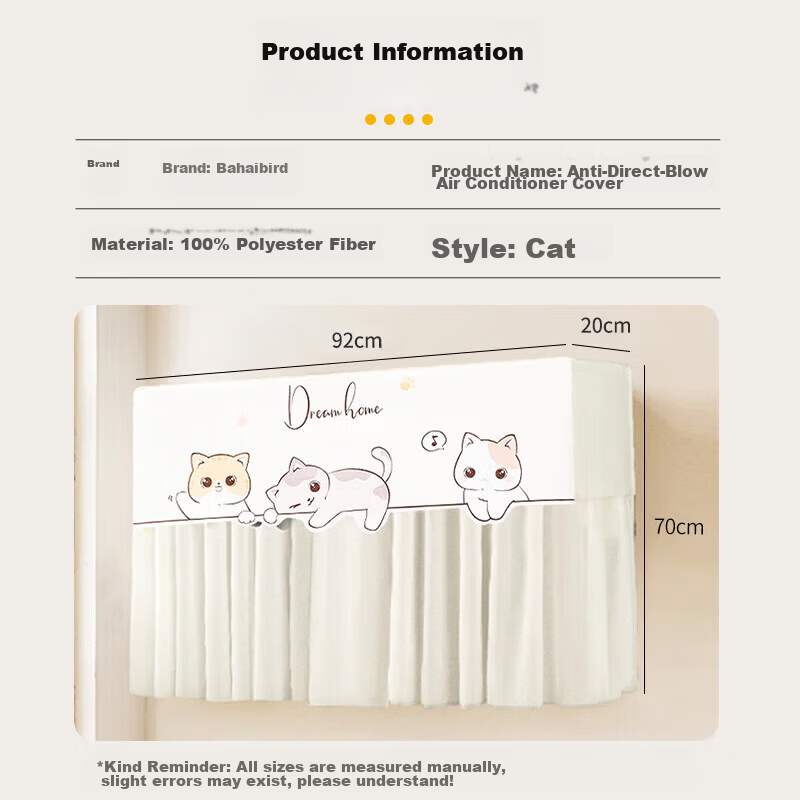 Hakkai Bird Air Conditioner Wind Shield Curtain, No Drilling Required, Crystal Velvet, Home Use, Suitable for 1.5-2P, Windproof and Dustproof Air Conditioner Cover 10