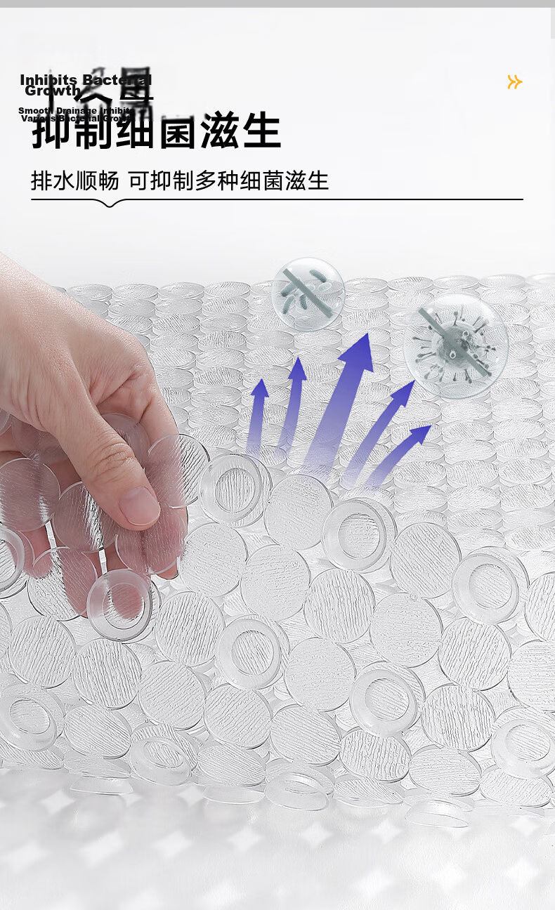 Boneng Bathroom Non-Slip Mat, Shower Room Foot Pad, Elderly Bathing Anti-Fall Mat, Bathroom Mat, Square 36x80cm 9