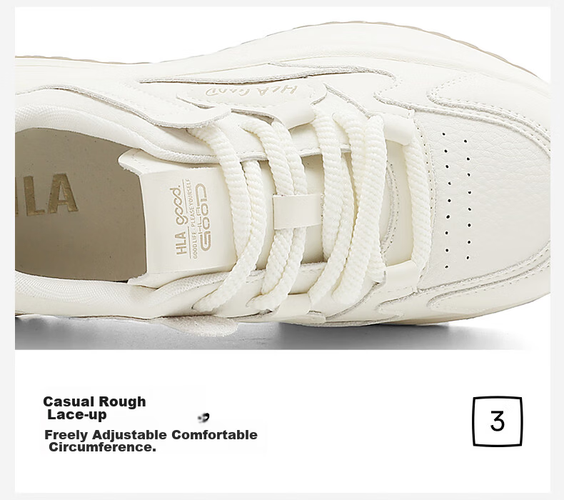 HLA Women's Mesh Breathable Thick Sole Height Increasing Sports Casual Sneakers HDAYXW2DDQ009 Beige Almond Size 37 13
