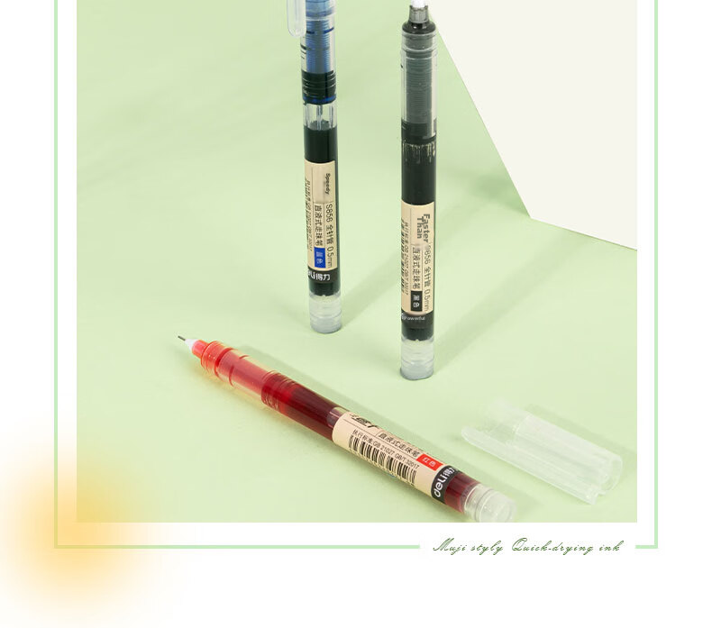 Deli Back-to-School Essential Super Smooth Gel Pen 0.5mm Needle Tip Quick-Dry Student Pen 3 Black 1 Red 1 Blue 5