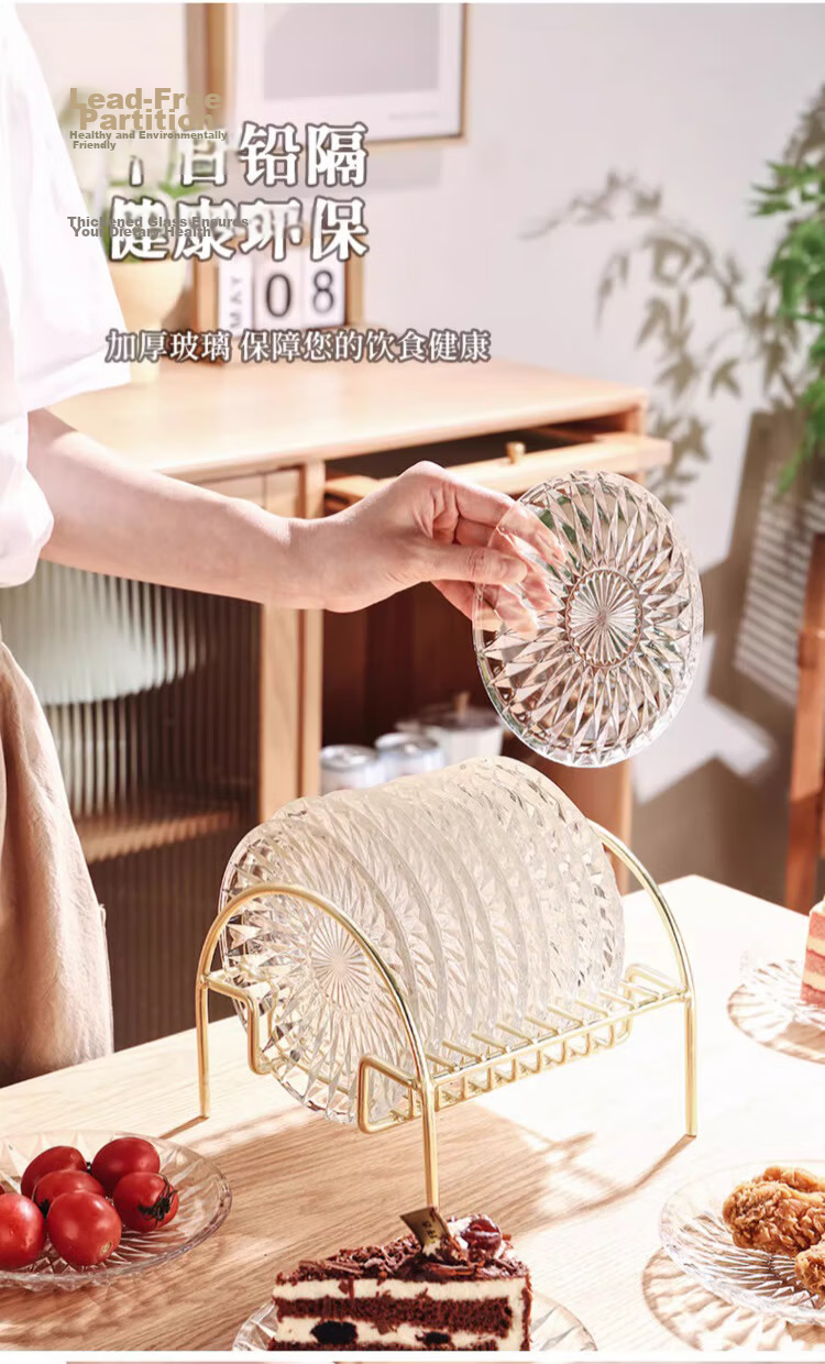 CRISTALGLASS Fruit Plate Nut Snack Small Glass Dish Set Appetizer Dessert Bone Tray Dining Table Waste Bone Plate 4