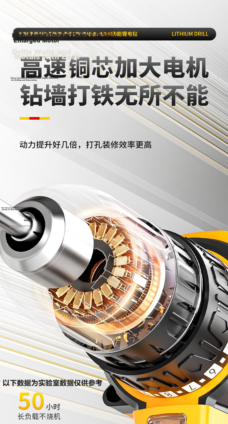 Aired Lithium Battery Cordless Electric Drill Household Rechargeable Multi-Function Wall Drilling Electric Screwdriver Power Tool 12