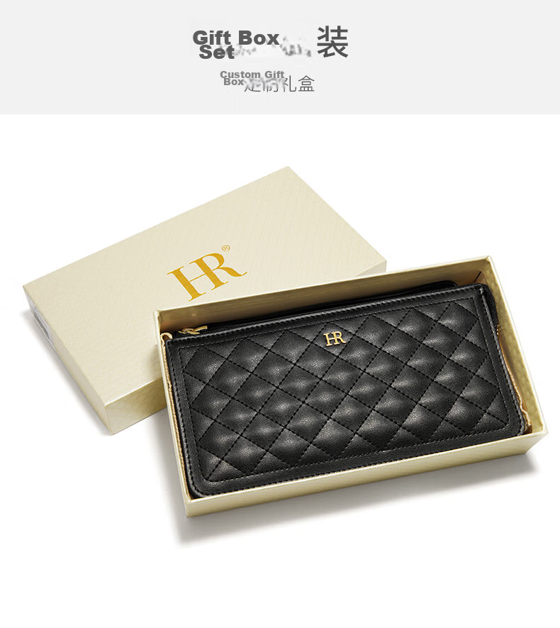 HRHR Women's Long Wallet Quilted Zipper Clutch Gift Box Set Valentine's Day Gift 10