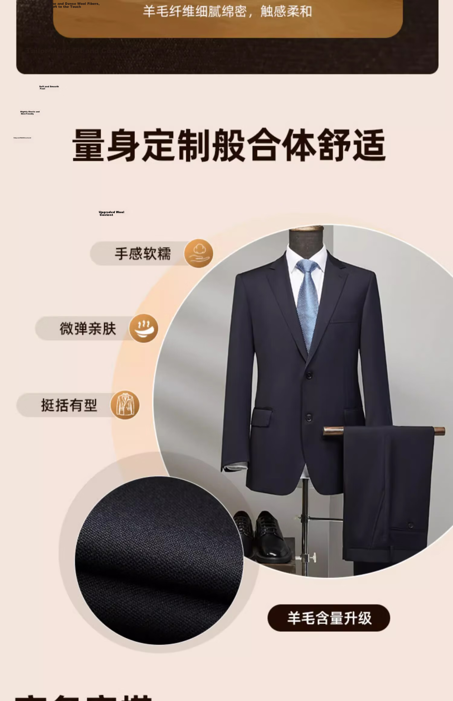 Youngor [95.5% Merino Wool] 2026 Autumn New Wedding Suit Jacket Navy Blue XL175/104A 3