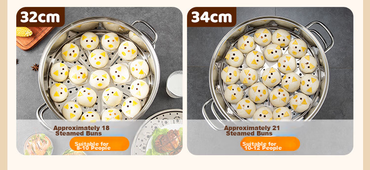 MAXCOOK Steamer Pot, 304 Stainless Steel 32cm Three-Layer Steamer, Thickened Base Soup Pot, Suitable for Gas And Induction Cookers MCZ866 14