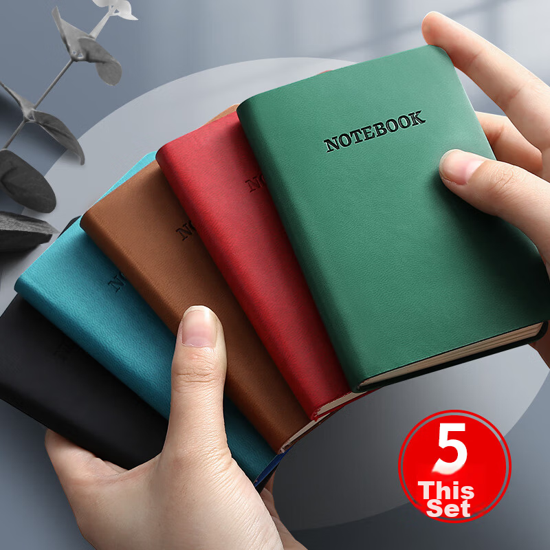 Jiaranheng 4-Pack A6 Leather Pen Slot Pocket Notebook Mini Portable Journal Planner Small Diary Customizable Stationery