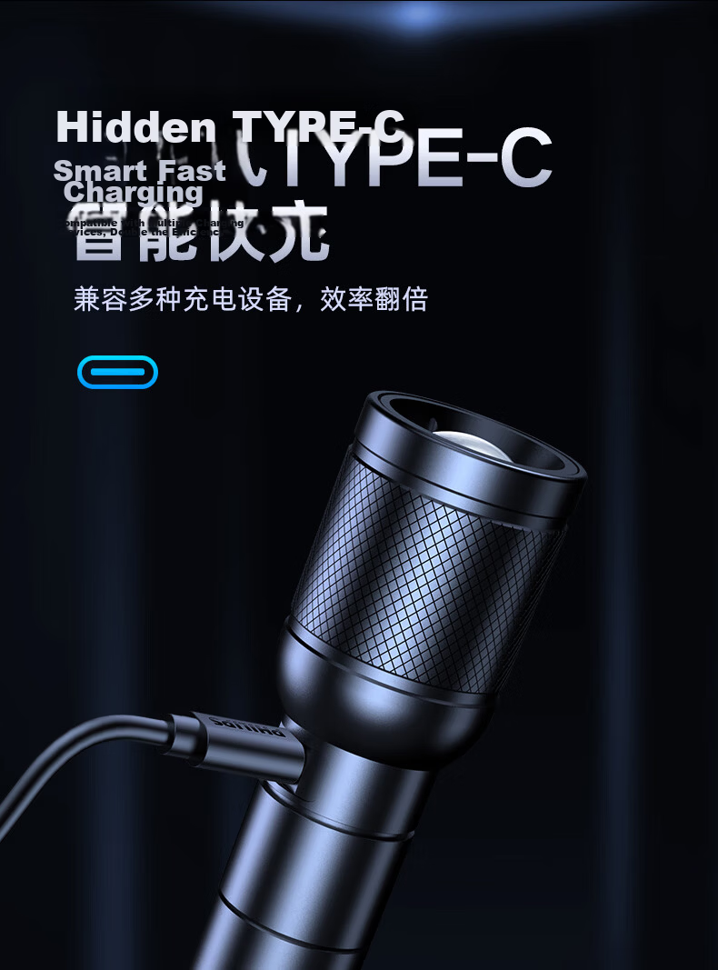 PHILIPS High Brightness Flashlight Super Long Battery Life Portable Military Outdoor Emergency Light SFL6252 4