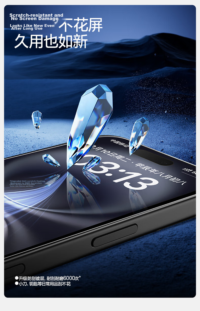 Shanmo Tempered Glass Screen Protector for iPhone 16/15, Clear, Anti-Fingerprint, Explosion-Proof, Drop-Resistant, Non-Full Coverage 7