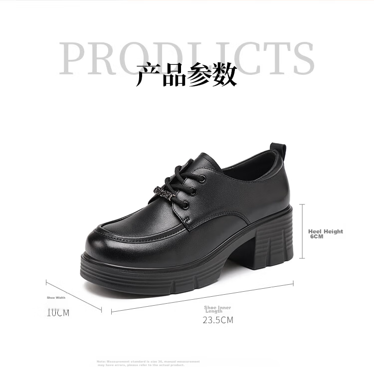 Red Dragonfly Women's British Style Leather Breathable Versatile Lace-up Flats Soft Sole Work Shoes WTB351931 Black Size 38 6