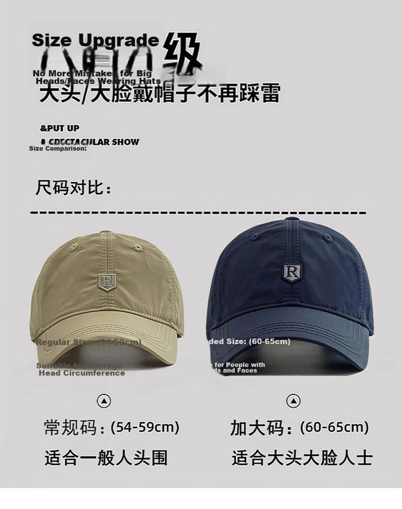Miiow Men's Summer Sunshade Outdoor Quick-Dry Large Size Deep Baseball Cap Dark Blue 5