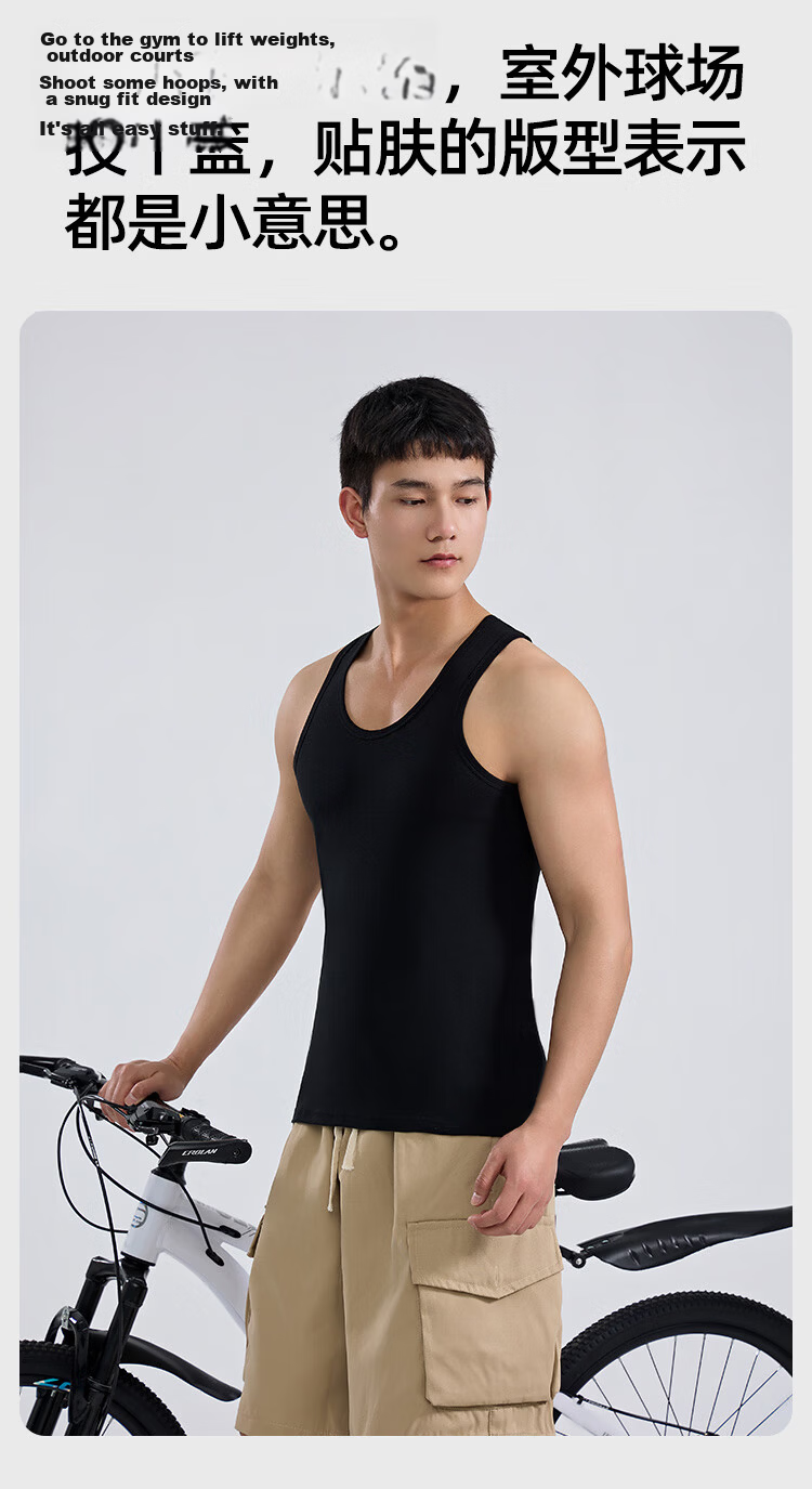Nanjiren Cotton Tank Top for Men, Spring And Summer Sports Sweat-Absorbing Running Hurdles Breathable Casual Undershirt, 2-Pack 10