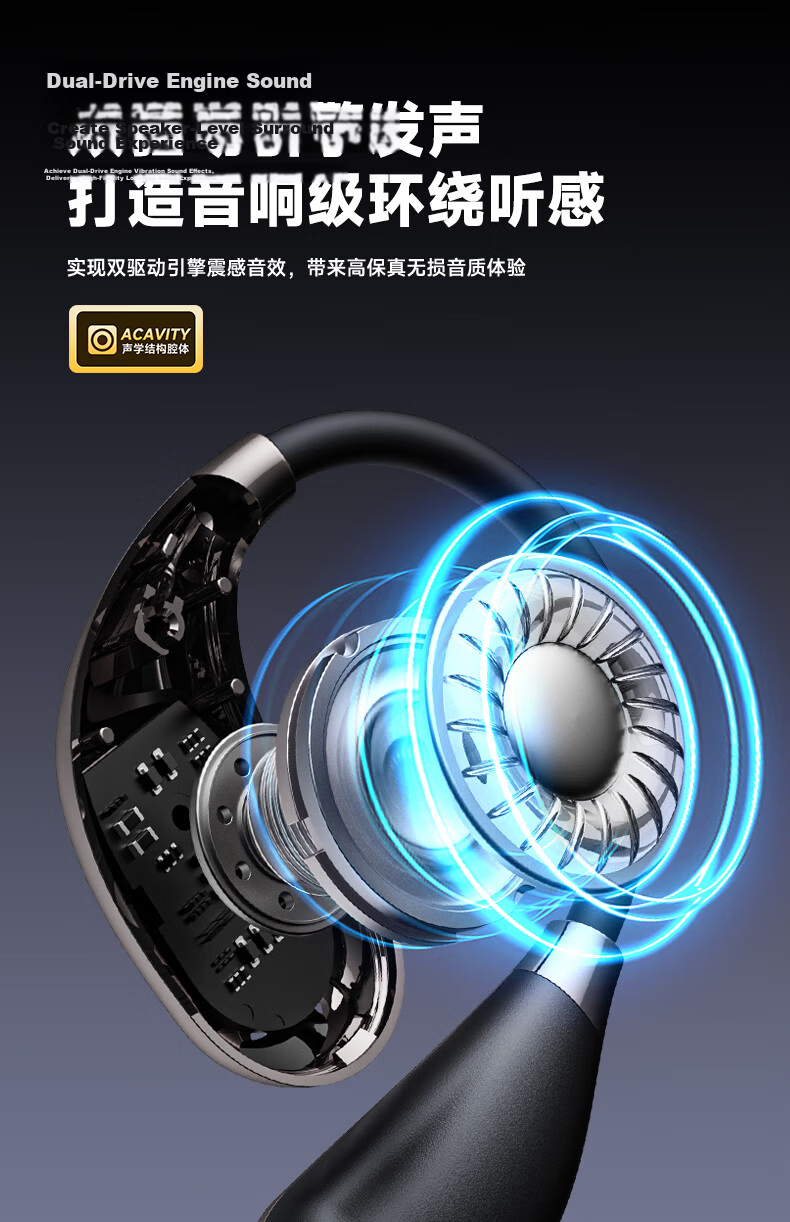 PHILIPS Bluetooth Gaming Earbuds Low Latency Noise Cancelling Wireless Sports Headphones Long Battery Life Open Bone Conduction Earphones for Apple Huawei TAT1769 Blue 5