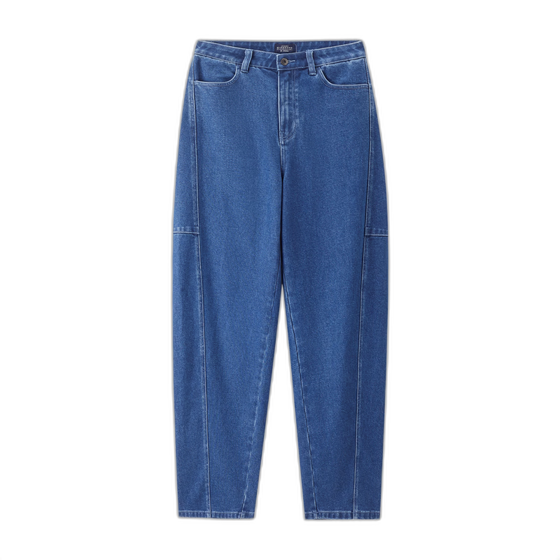 Giordano Women's Relaxed Wide-Leg Heavy Washed High-Waist Denim Banana Pants 05415682
