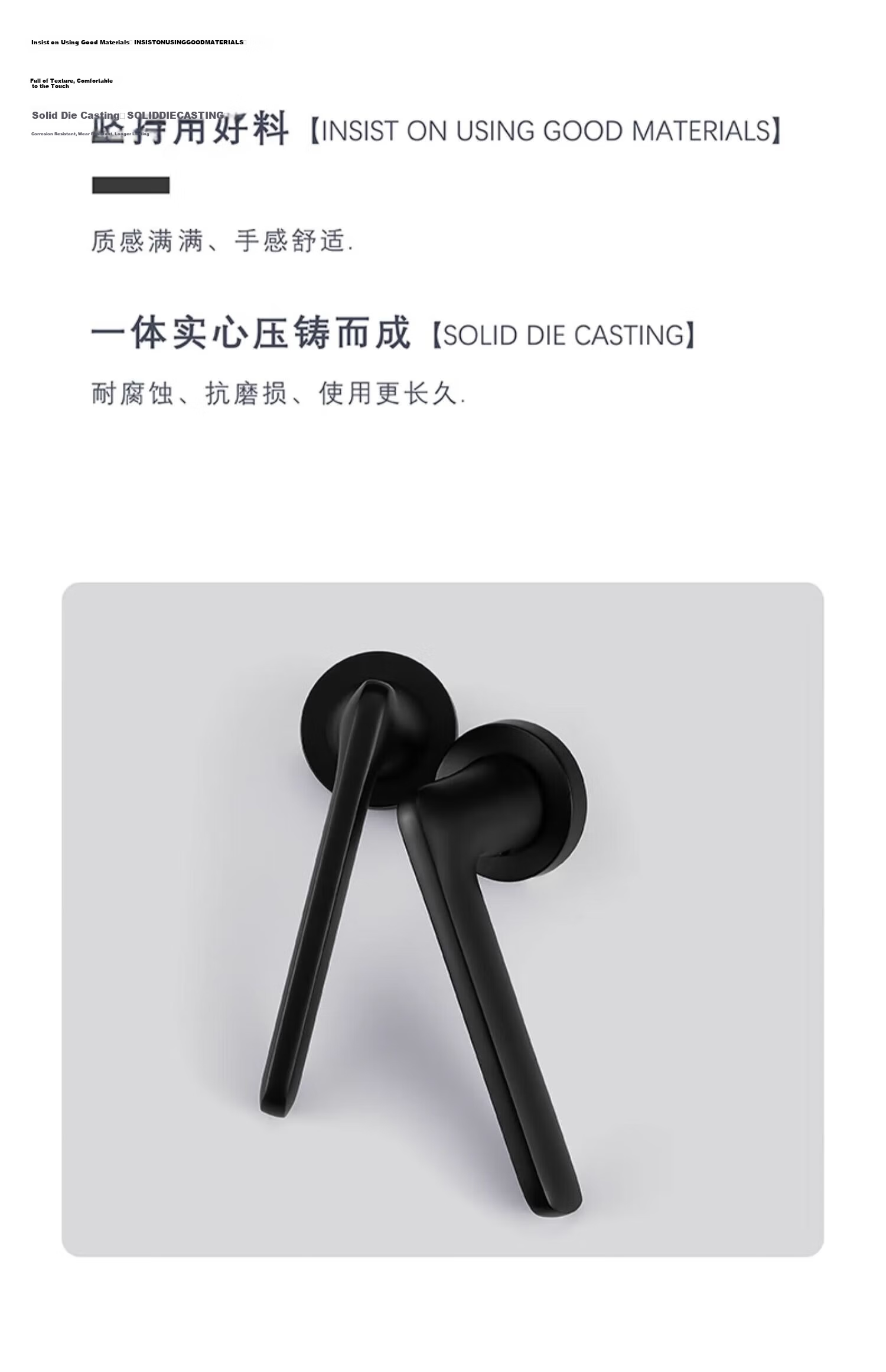 Auburn Handle Lock Split Indoor Bedroom Door Lock Silent Lock Body Copper Core Copper Key Door Lock A-19 Black 3