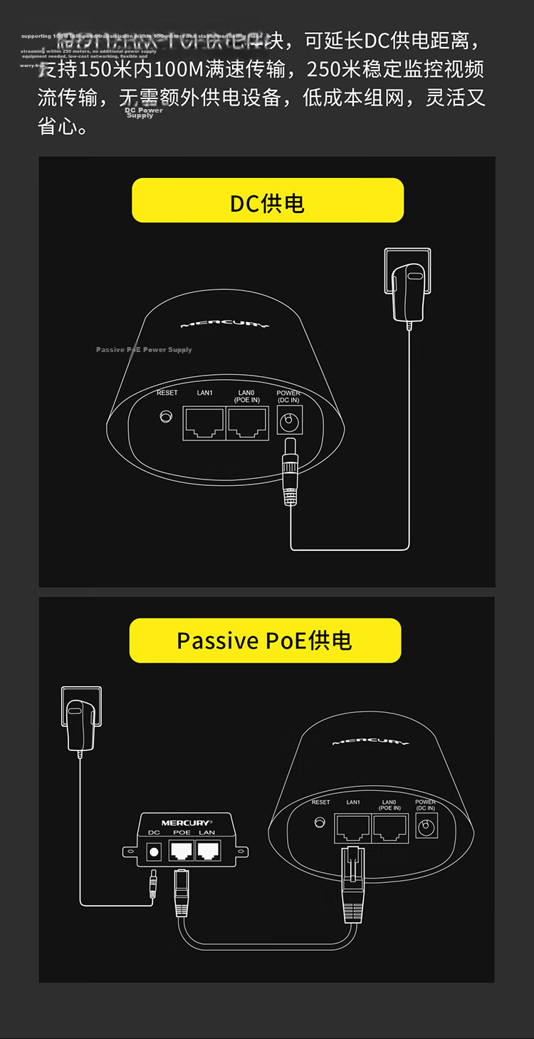 MERCURY 2.4G Standard PoE Outdoor 1km Wireless Bridge Kit MWB201L Set 6