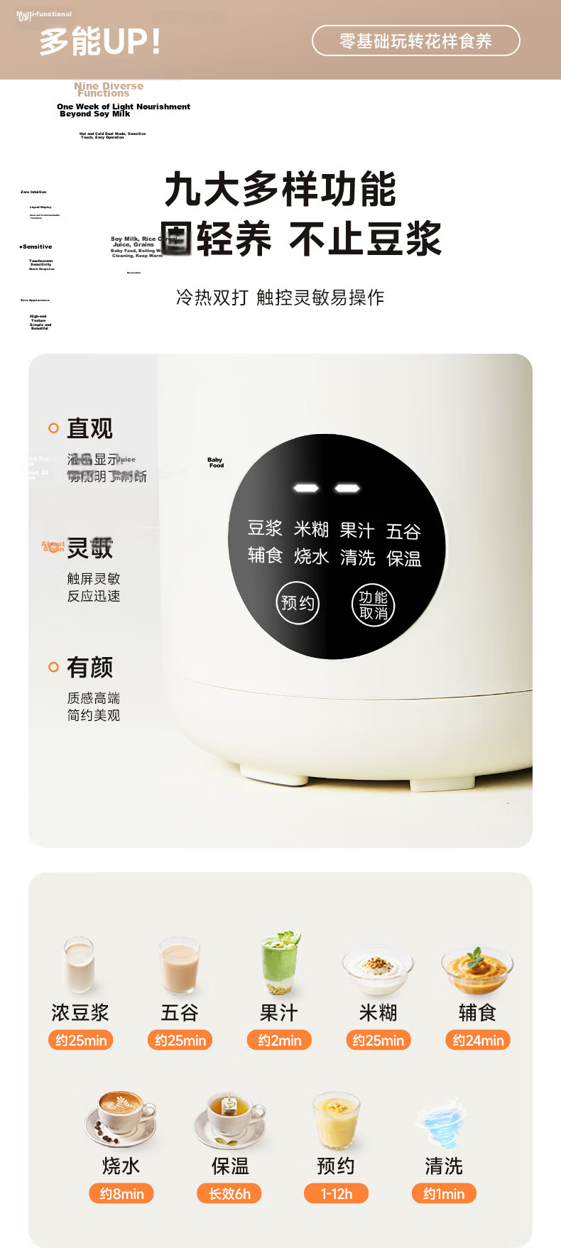 Ankale Blender, No Coating, Home Small Mini 2-3 Person Soy Milk Maker, Fully Automatic No-Cooking Multi-Grain Quiet No-Soak No-Filtration Food Processor Juicer AJL-PB10E 10