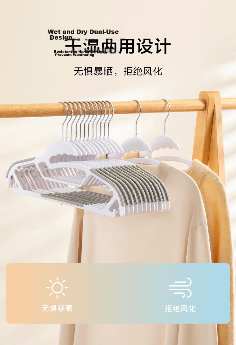 JD Original Neck-Hugging Hangers, Seamless Clothes Drying Rack, Plastic Clothes Hanger, Anti-Deformation Garment Support, 10 Pieces in Gray 7