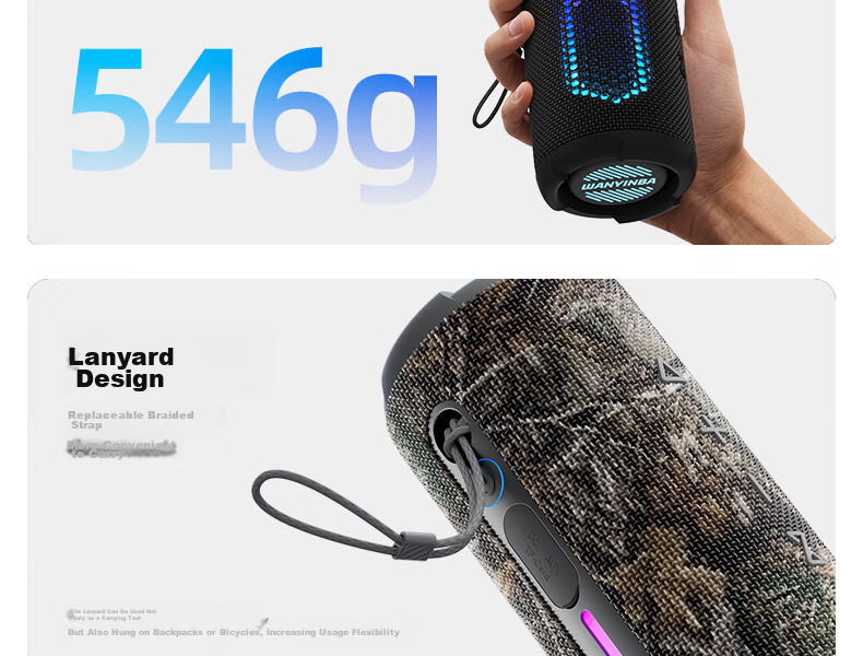 WANYINBA M9 Bluetooth Speaker, 40W High Volume, Deep Bass, Outdoor Waterproof, Camping Portable, Bicycle Riding Car-Mounted, Home Computer High-Quality Speaker, Gray Long Battery Versio 41