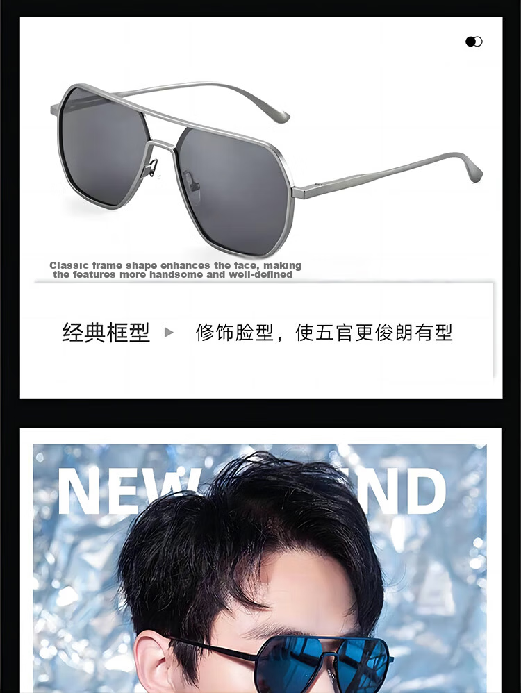 LESCA LUNETIER New High-End Men's Square Sunglasses, Polarized Sunglasses, UV Protection, Driving Glasses, Driver's Photochromic Lenses 15