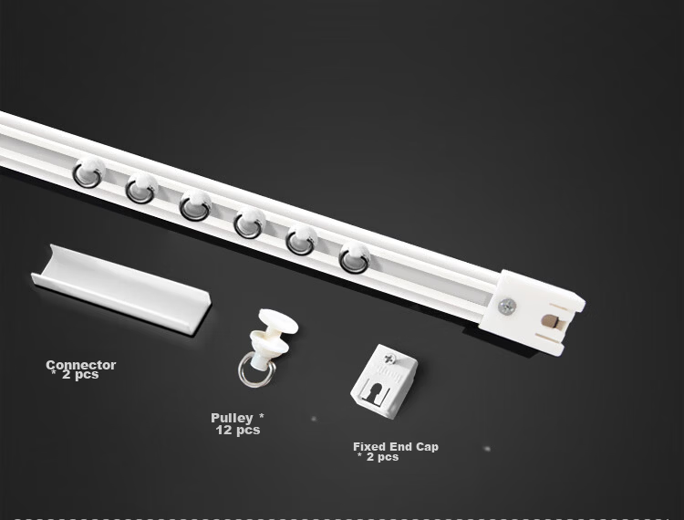 MINGJU Curtain Adhesive Track No Drilling Bay Window Door Curtain Partition Sliding Rail Top and Side Mount Ultra-thin Single Track White 1.5m 12