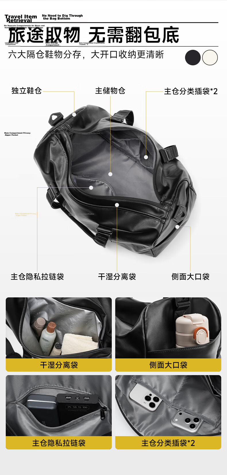 Dickies Sports Fitness Bag, Women's Travel Bag, Men's Large Capacity Dry-Wet Separation Backpack, Shoulder Bag, Handheld Luggage Bag, Swimming Bag 4