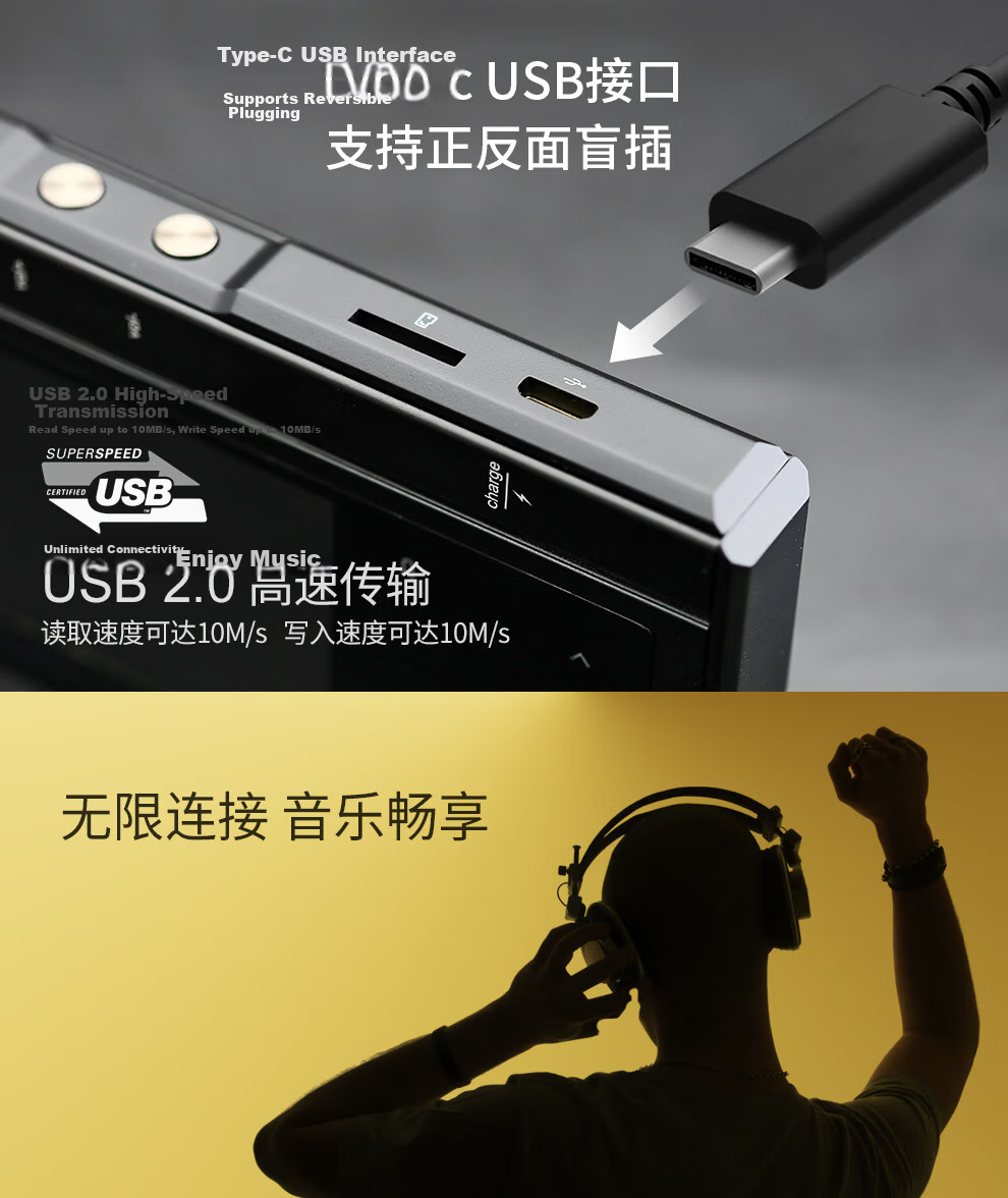 Yueguangbaohe Z6Pro HiFi Player, MP3/MP4 Portable Music Player, DSD Native Lossless Audiophile Sound Quality, Bluetooth Decoding Headphones, Digital Tape-Style Restoration, Pure Listening Device 8