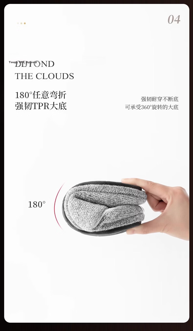 NEIBO Latex Cotton Slippers Men Winter Large Size Women's Indoor Home Shoes Non-slip Odor-resistant Rubber Soft Sole Wool Gray 38 11