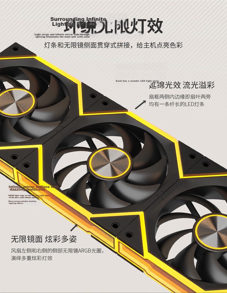Jingpinlu Star Journey Building Block S2 Fan Single Pack White Straight Blade 12cm with Infinite Mirror, Supports RGB Synchronization PWM Speed Adjustment, Compatible with Case Fans ARGB Desktop Computer Star Chain V2 6