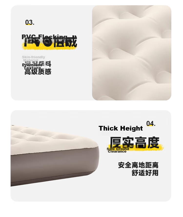 TAN XIAN ZHE Inflatable Air Mattress Outdoor Camping Sleeping Pad Portable Home Built-in Pump Extra Wide Air Bed 27