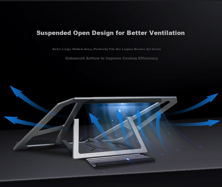 Lenovo Xiaoxin F5 Fan Cooling Stand, Dual Fans Efficient Cooling, Stepless Height Adjustment, Compatible with Apple, Huawei, Xiaomi, Lenovo Legion Y7000p/r9000p, Lai Ku Dou Zhanshe 3
