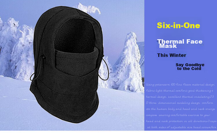 Adandyish Thermal Head Cover Hat Electric Vehicle Cold-Resistant Autumn Winter Riding Unisex Fleece Windproof Dust Mask Neck Warmer 2-Pack 3