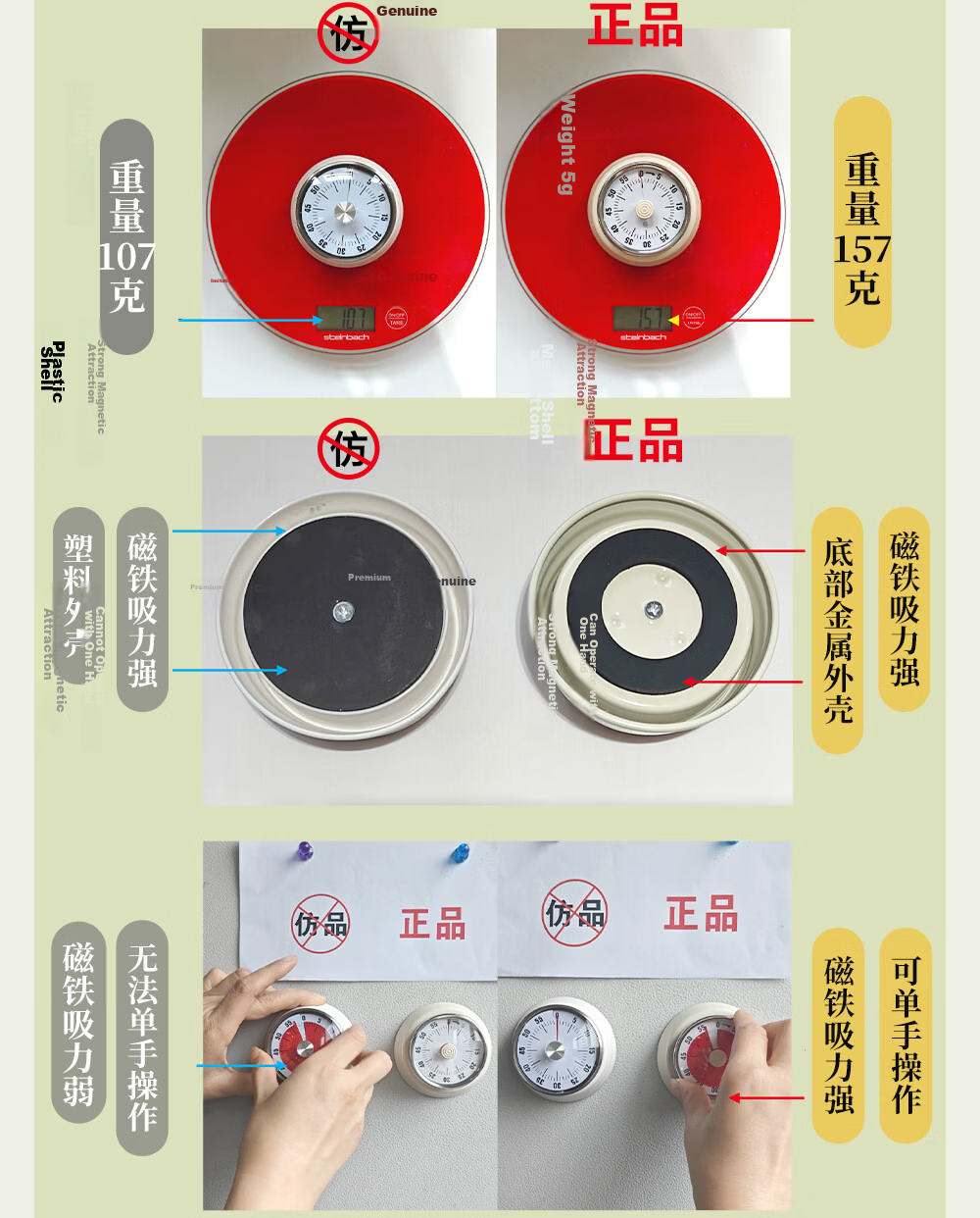 Dretec Japanese Timer, Kitchen Timer, Mechanical Refrigerator Timer, Clock Alarm Reminder, Water Blue Color 2