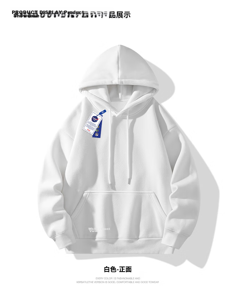 NASA GISS Men's Hoodie Loose Fit Solid Color Sports Sweatshirt Youth Long Sleeve Jacket Black M 13
