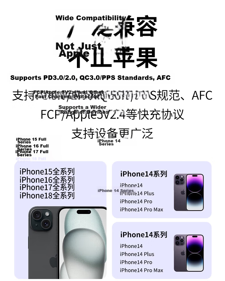 Masentek PD30W Fast Charger Adapter for Apple iPhone 18/17/16/15/14/13 Pro Max/12/11 Plus Tablet Type-C Cable 20/40W 16