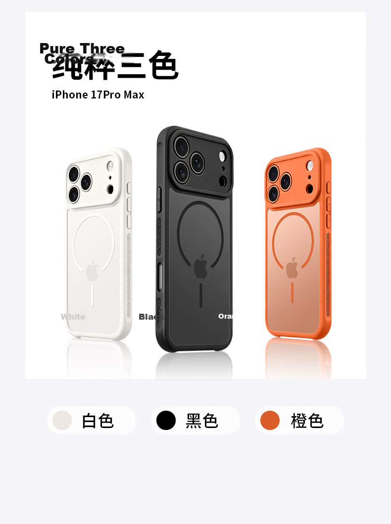 SHIYONG Compatible with iPhone 17 Pro Max Case, Magsafe Magnetic Matte Texture Heat Dissipation Full Coverage Shockproof Protective Cover for Men and Women, New Orange 16